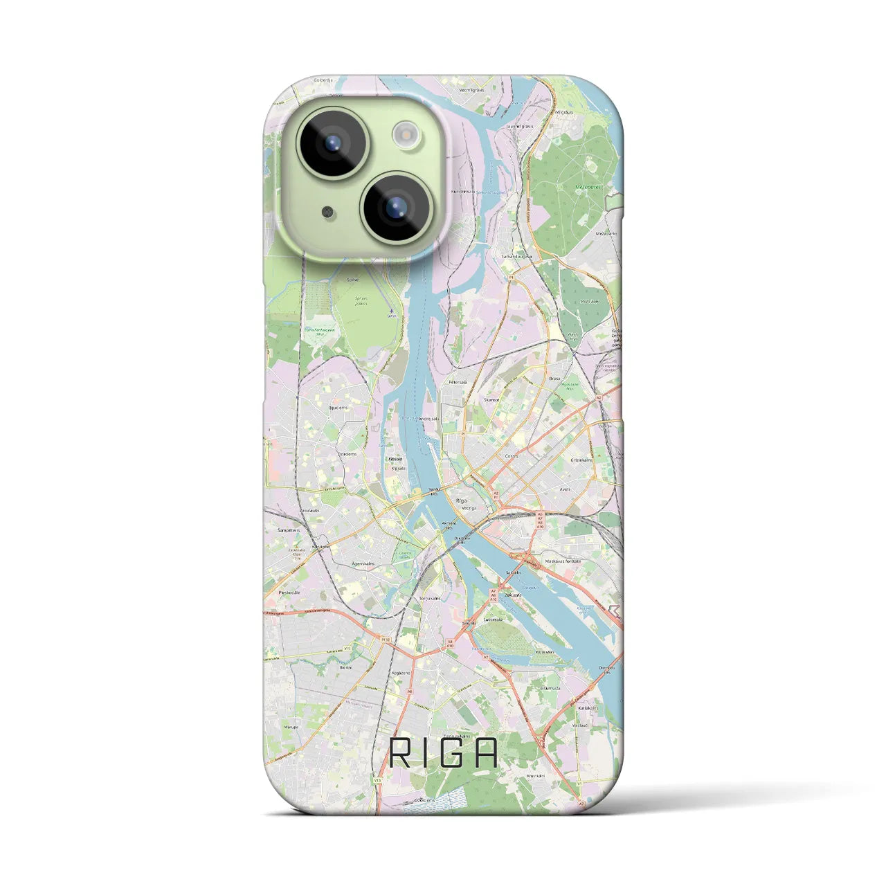 【リガ】地図柄iPhoneケース（バックカバータイプ・ナチュラル）iPhone 15 用