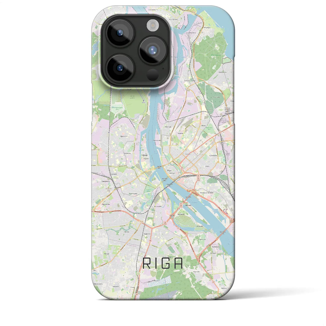 【リガ】地図柄iPhoneケース（バックカバータイプ・ナチュラル）iPhone 15 Pro Max 用