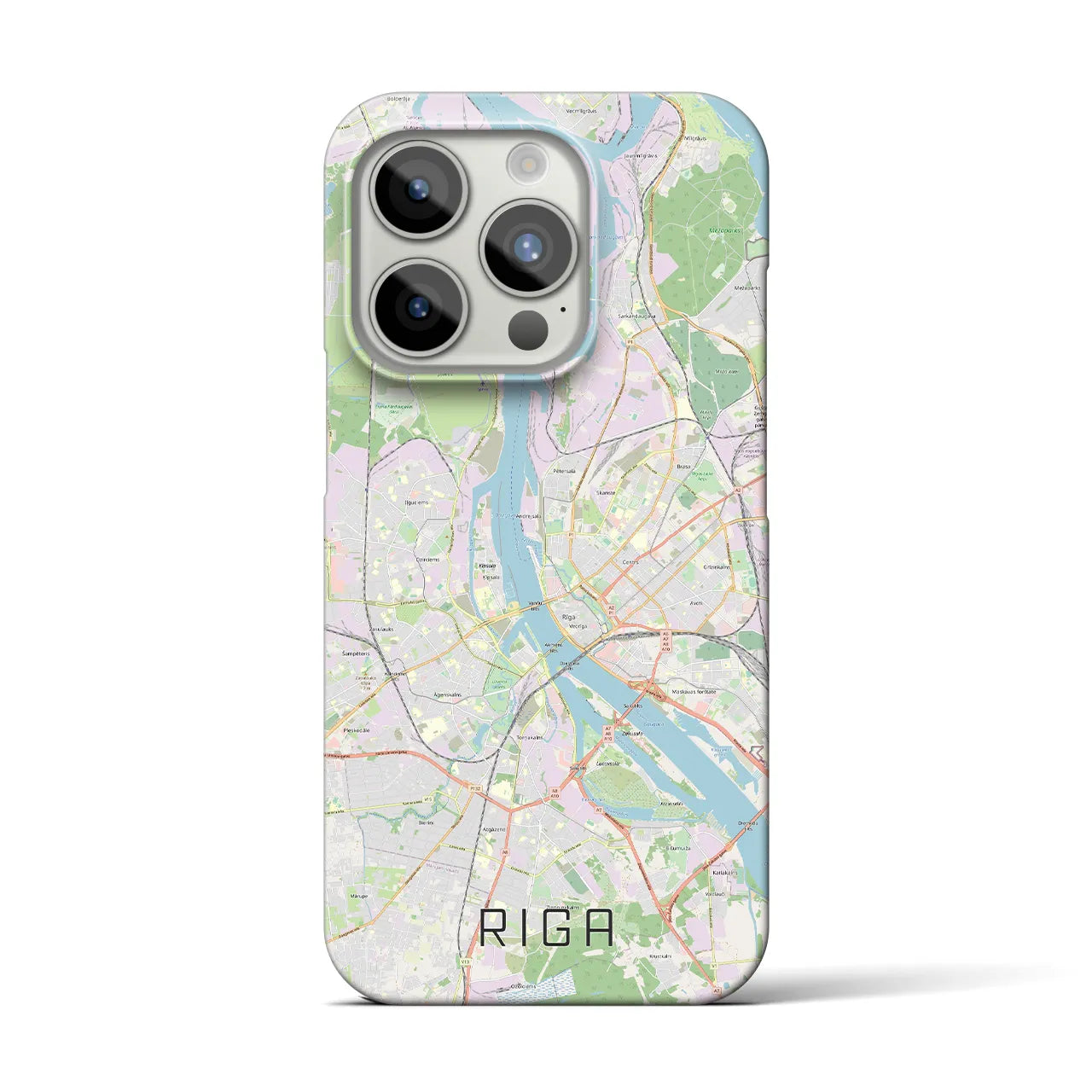 【リガ】地図柄iPhoneケース（バックカバータイプ・ナチュラル）iPhone 15 Pro 用