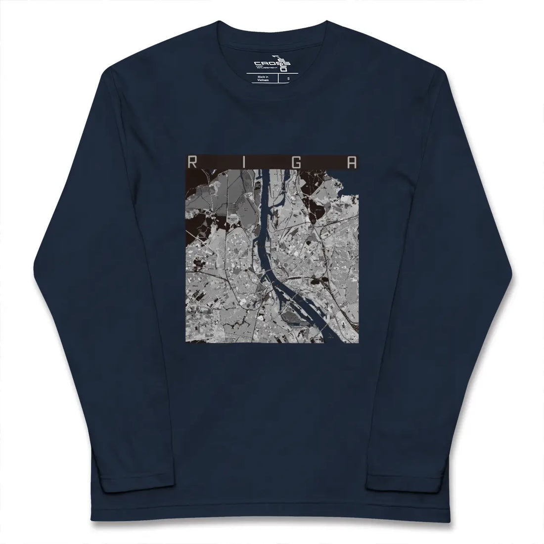 【リガ(ラトビア)】地図柄ロングスリーブTシャツ