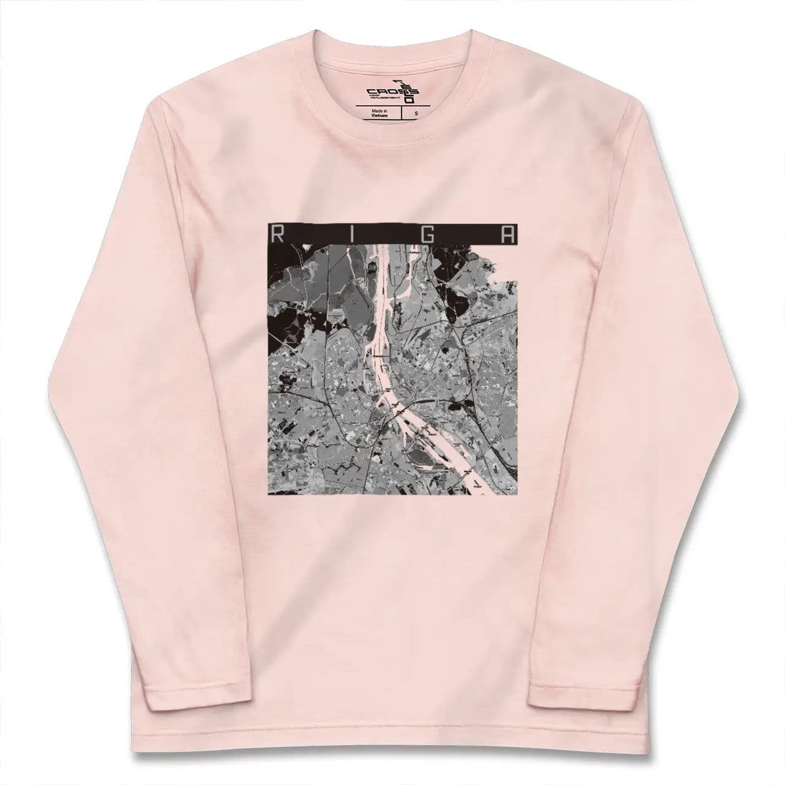 【リガ(ラトビア)】地図柄ロングスリーブTシャツ