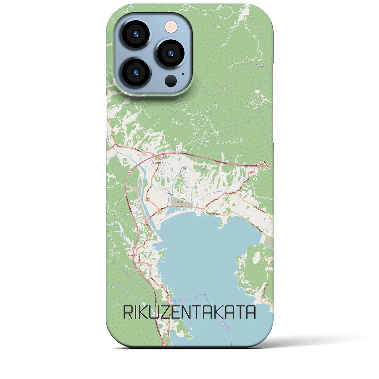 【陸前高田】地図柄iPhoneケース（バックカバータイプ・ナチュラル）iPhone 13 Pro Max 用