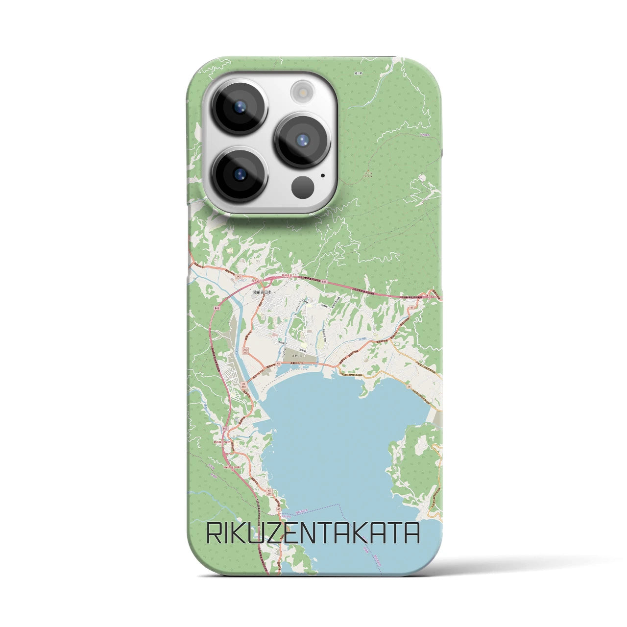 【陸前高田】地図柄iPhoneケース（バックカバータイプ・ナチュラル）iPhone 14 Pro 用