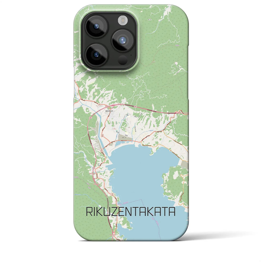 【陸前高田】地図柄iPhoneケース（バックカバータイプ・ナチュラル）iPhone 15 Pro Max 用