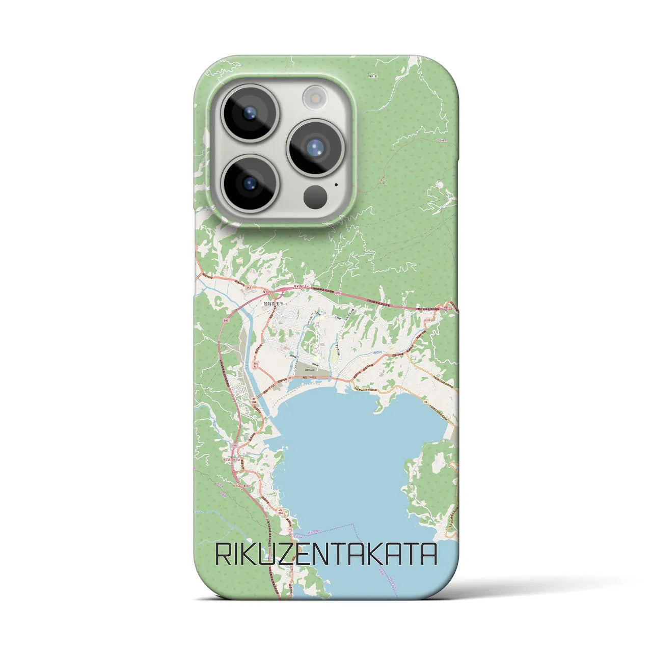【陸前高田】地図柄iPhoneケース（バックカバータイプ・ナチュラル）iPhone 15 Pro 用
