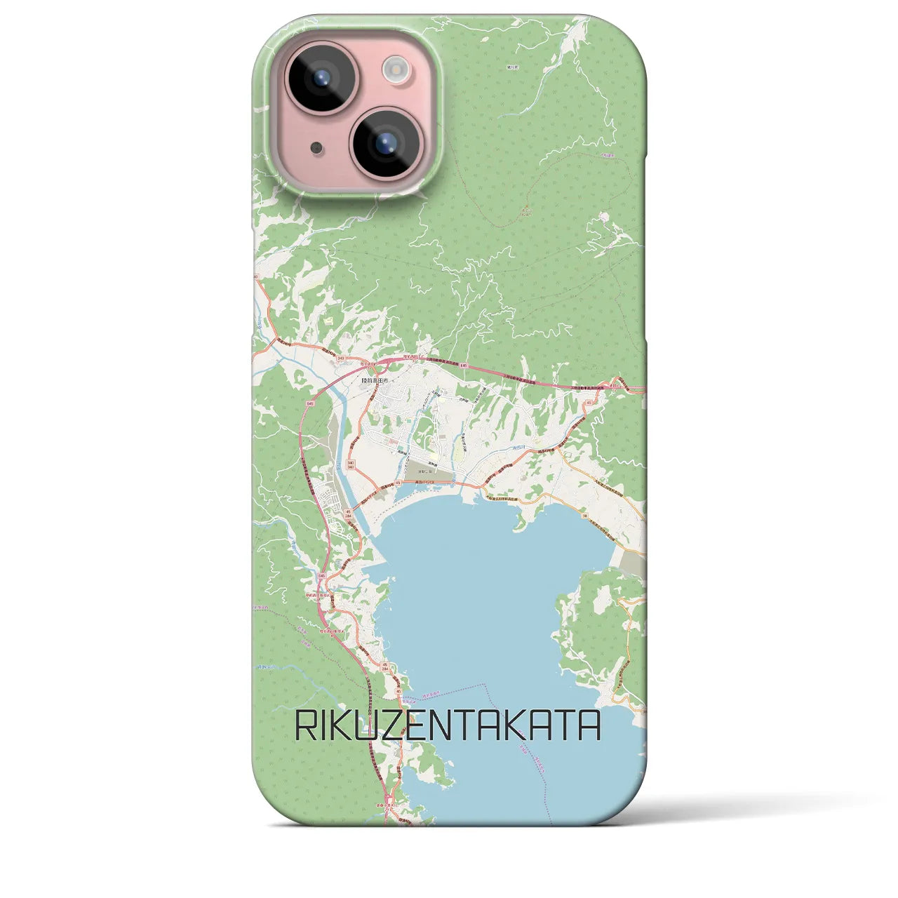 【陸前高田】地図柄iPhoneケース（バックカバータイプ・ナチュラル）iPhone 15 Plus 用