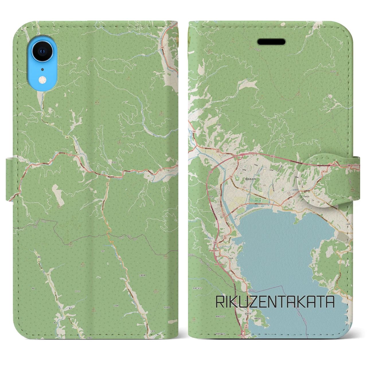 【陸前高田】地図柄iPhoneケース（手帳両面タイプ・ナチュラル）iPhone XR 用