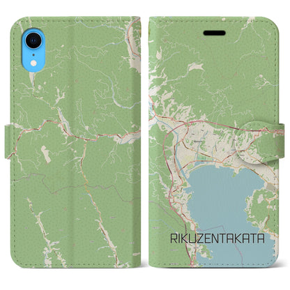 【陸前高田（岩手県）】地図柄iPhoneケース（手帳タイプ）ナチュラル・iPhone XR 用