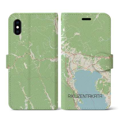 【陸前高田（岩手県）】地図柄iPhoneケース（手帳タイプ）ナチュラル・iPhone XS / X 用