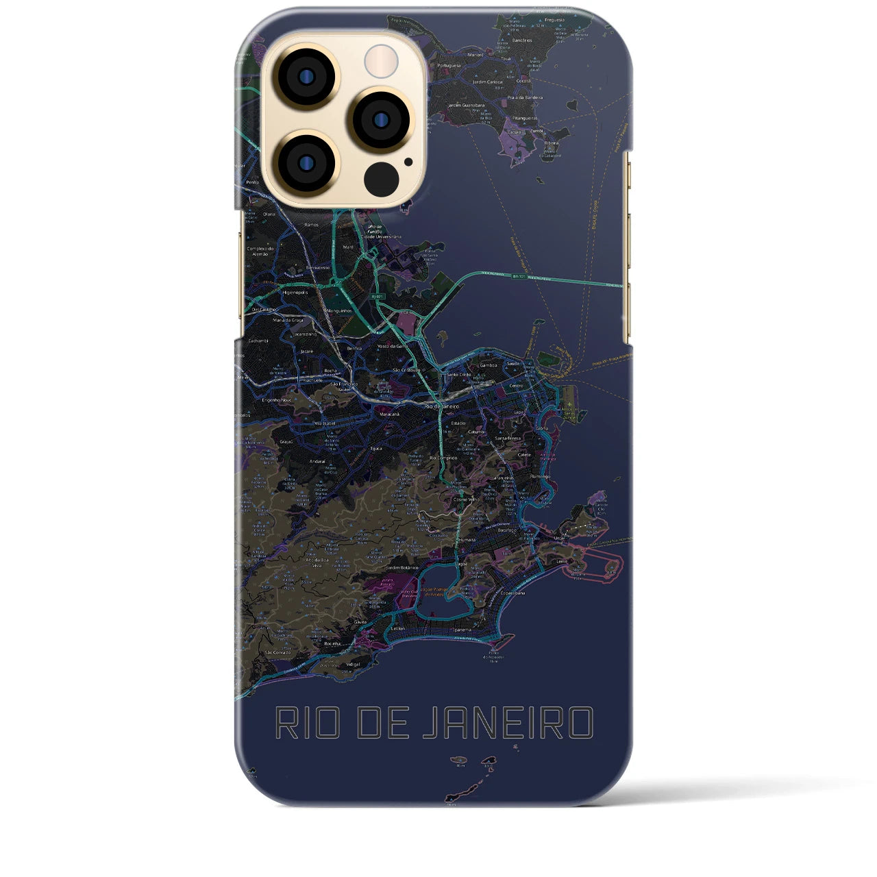【リオデジャネイロ】地図柄iPhoneケース（バックカバータイプ・ブラック）iPhone 12 Pro Max 用