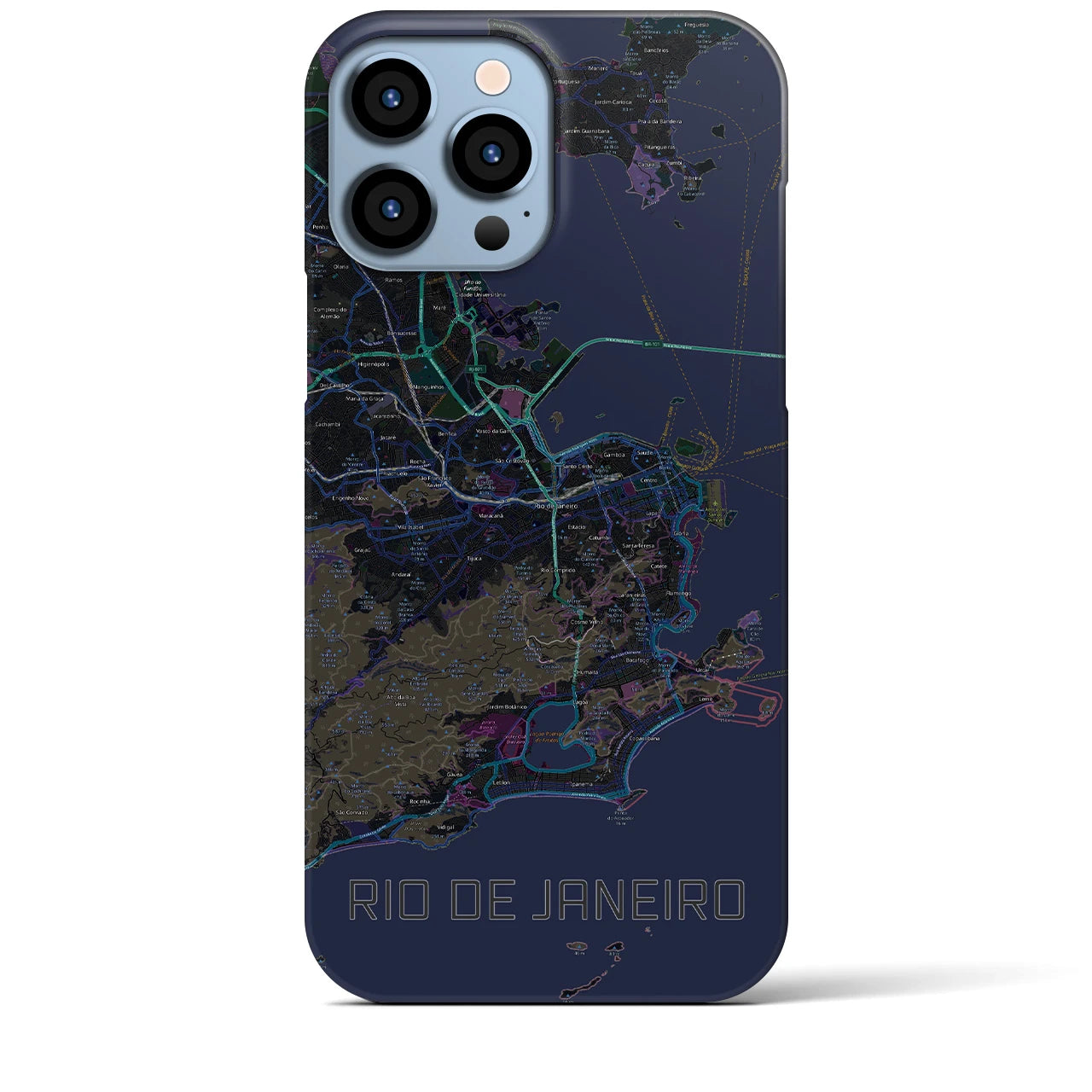 【リオデジャネイロ】地図柄iPhoneケース（バックカバータイプ・ブラック）iPhone 13 Pro Max 用
