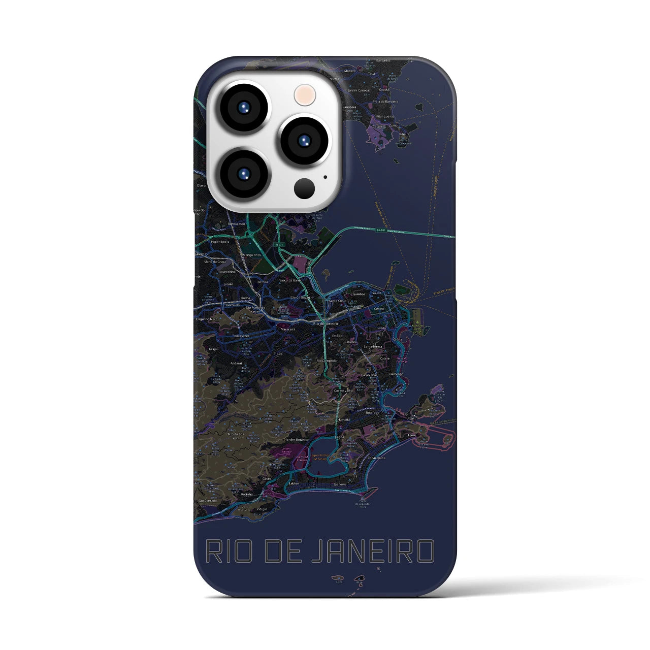 【リオデジャネイロ】地図柄iPhoneケース（バックカバータイプ・ブラック）iPhone 13 Pro 用