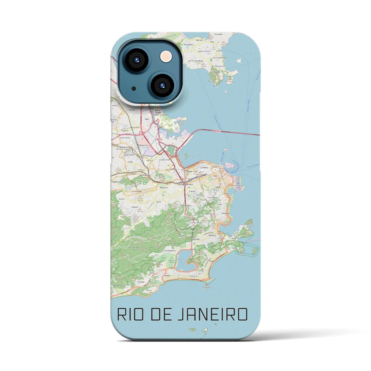 【リオデジャネイロ】地図柄iPhoneケース（バックカバータイプ・ナチュラル）iPhone 13 用
