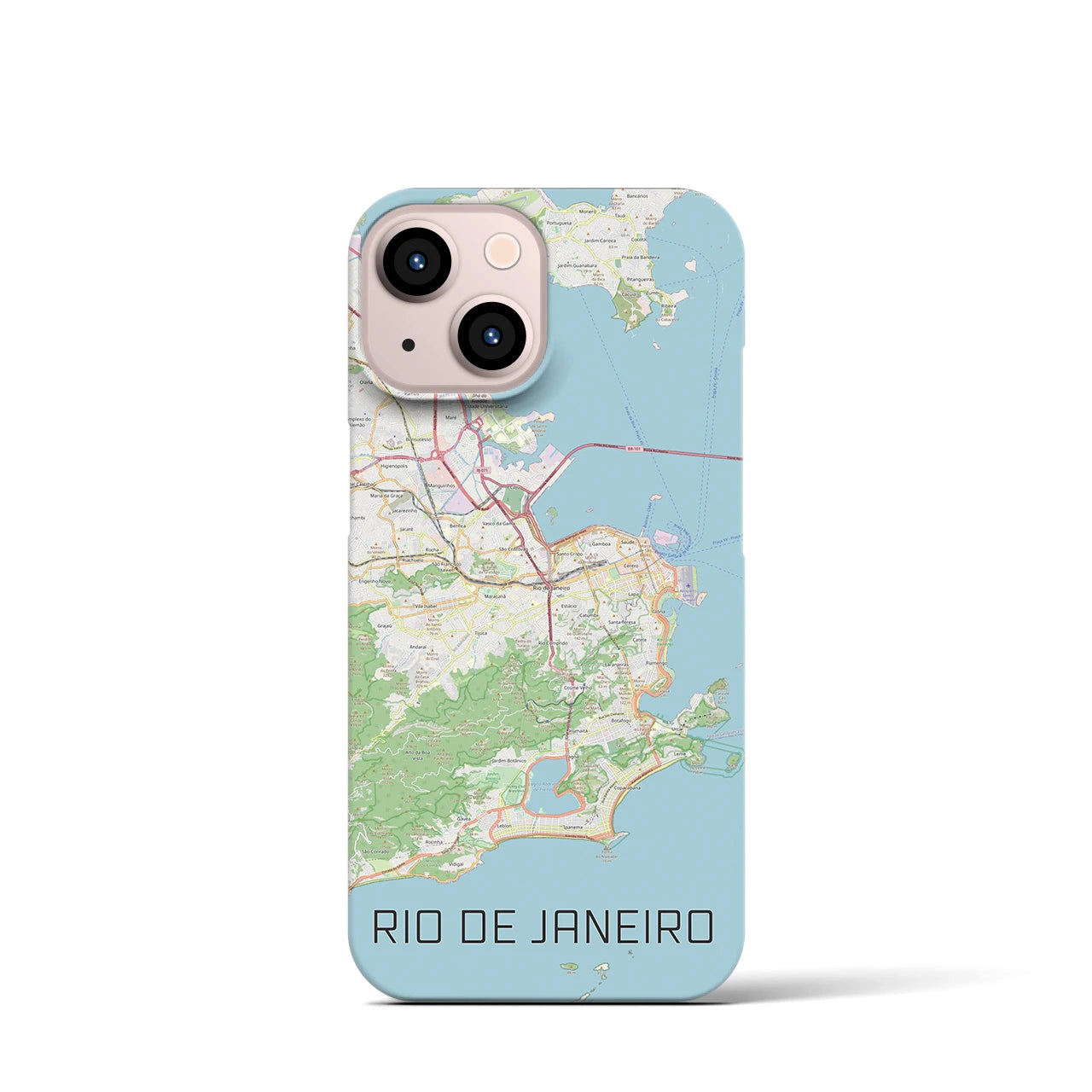 【リオデジャネイロ】地図柄iPhoneケース（バックカバータイプ・ナチュラル）iPhone 13 mini 用