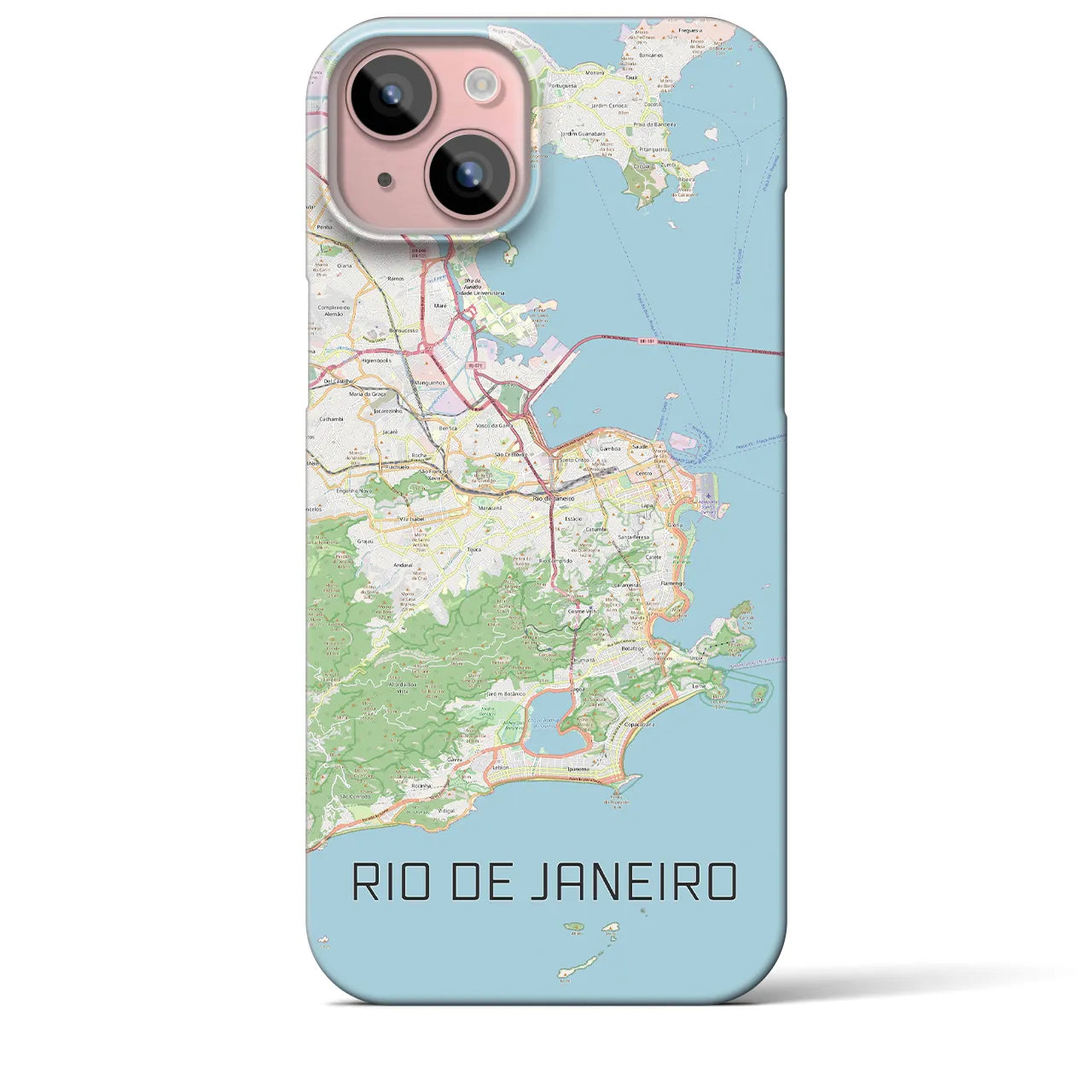 【リオデジャネイロ】地図柄iPhoneケース（バックカバータイプ・ナチュラル）iPhone 15 Plus 用