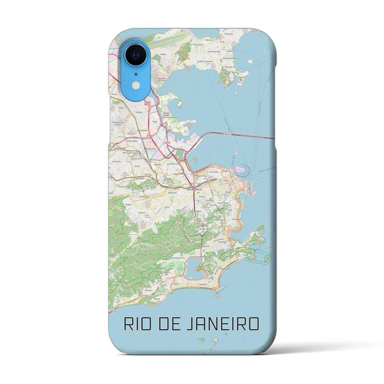 【リオデジャネイロ】地図柄iPhoneケース（バックカバータイプ・ナチュラル）iPhone XR 用
