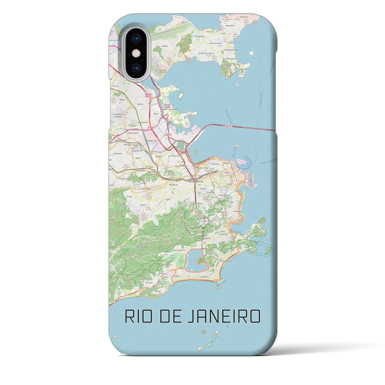 【リオデジャネイロ】地図柄iPhoneケース（バックカバータイプ・ナチュラル）iPhone XS Max 用