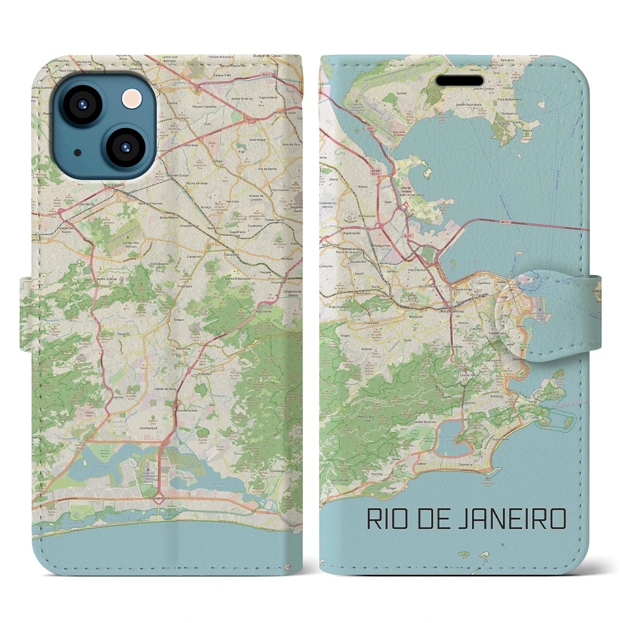 【リオデジャネイロ】地図柄iPhoneケース（手帳両面タイプ・ナチュラル）iPhone 13 用