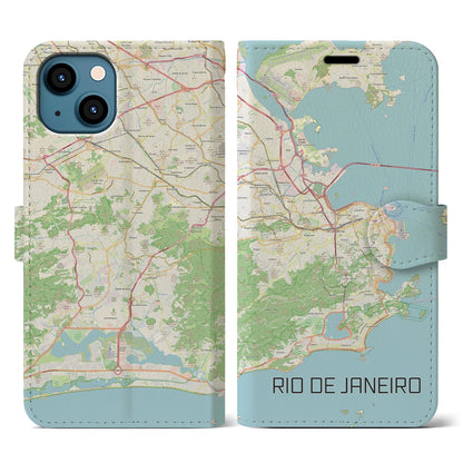 【リオデジャネイロ（ブラジル）】地図柄iPhoneケース（手帳タイプ）ナチュラル・iPhone 13 用