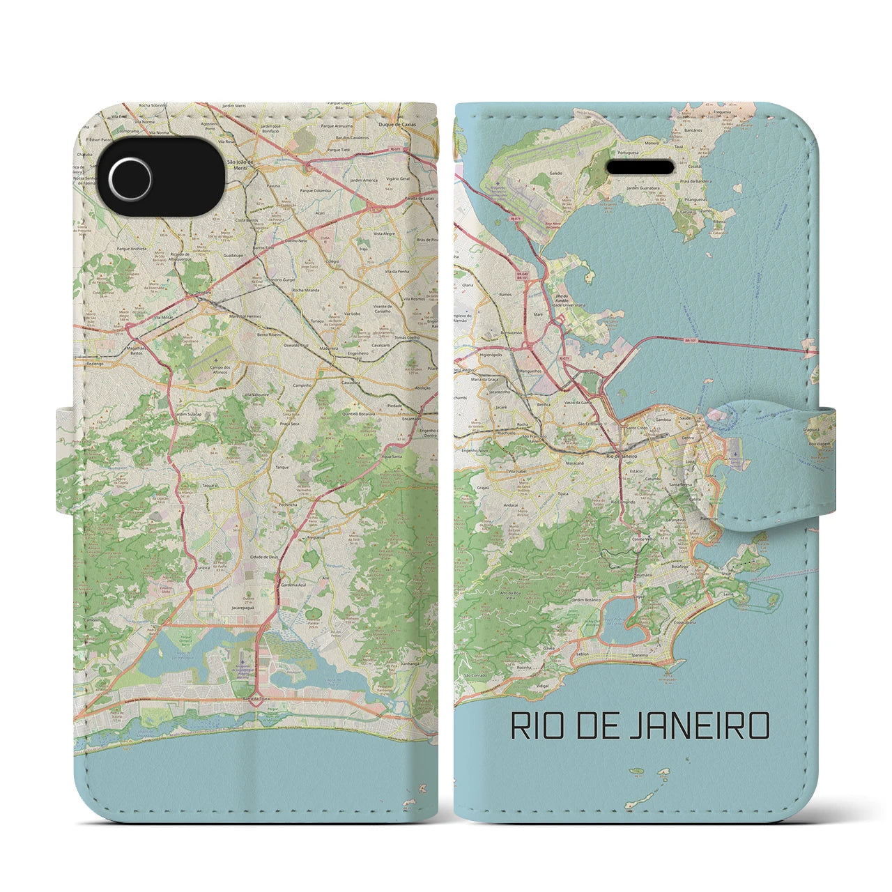 【リオデジャネイロ】地図柄iPhoneケース（手帳両面タイプ・ナチュラル）iPhone SE（第3 / 第2世代） / 8 / 7 / 6s / 6 用