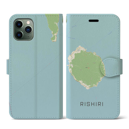 【利尻（北海道）】地図柄iPhoneケース（手帳タイプ）ナチュラル・iPhone 11 Pro 用