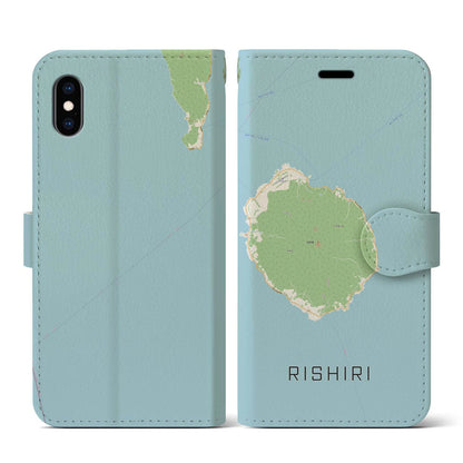 【利尻（北海道）】地図柄iPhoneケース（手帳タイプ）ナチュラル・iPhone XS / X 用