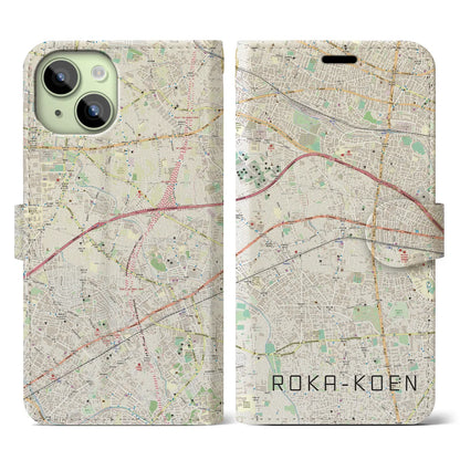 【芦花公園（東京都）】地図柄iPhoneケース（手帳タイプ）ナチュラル・iPhone 15 用