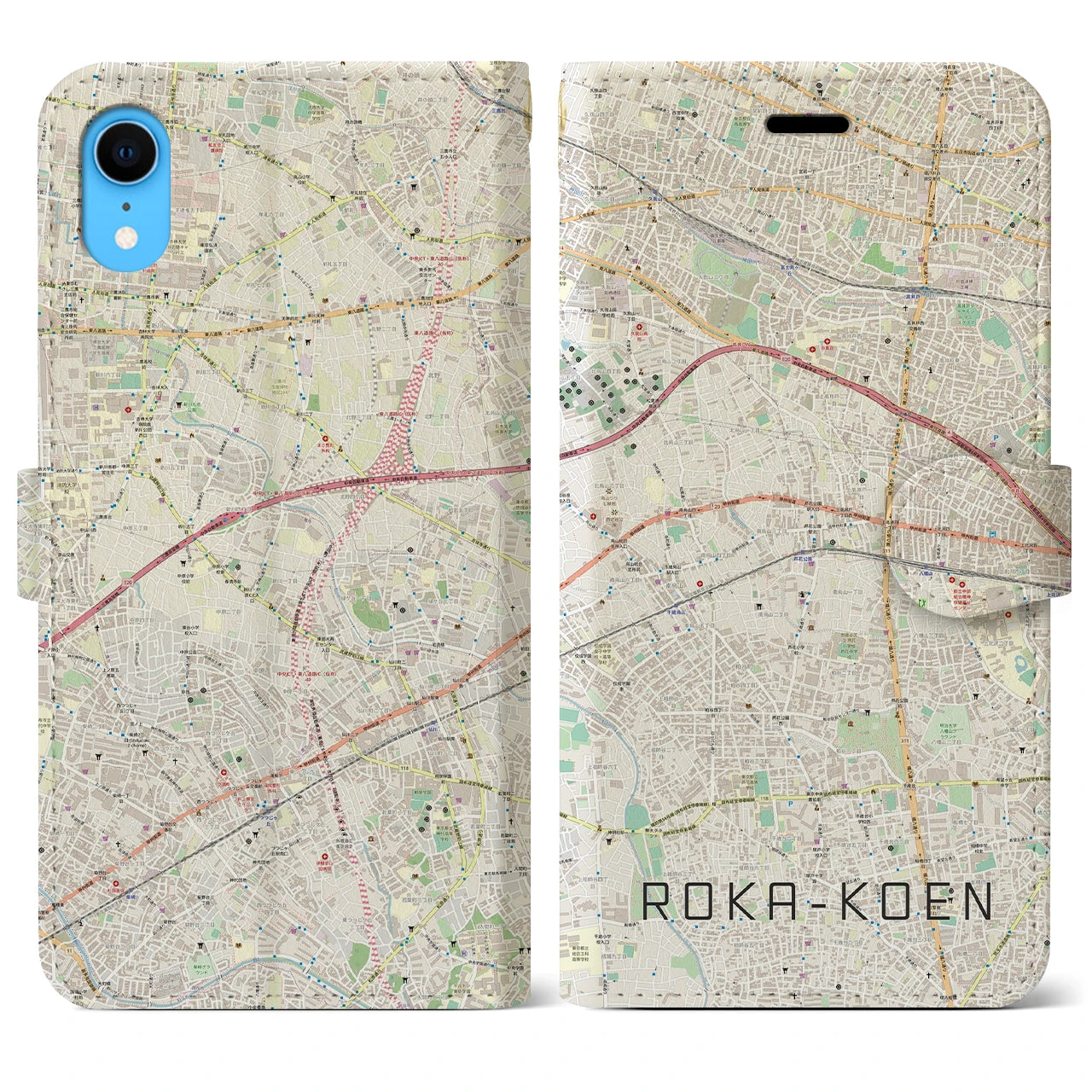 【芦花公園】地図柄iPhoneケース（手帳両面タイプ・ナチュラル）iPhone XR 用