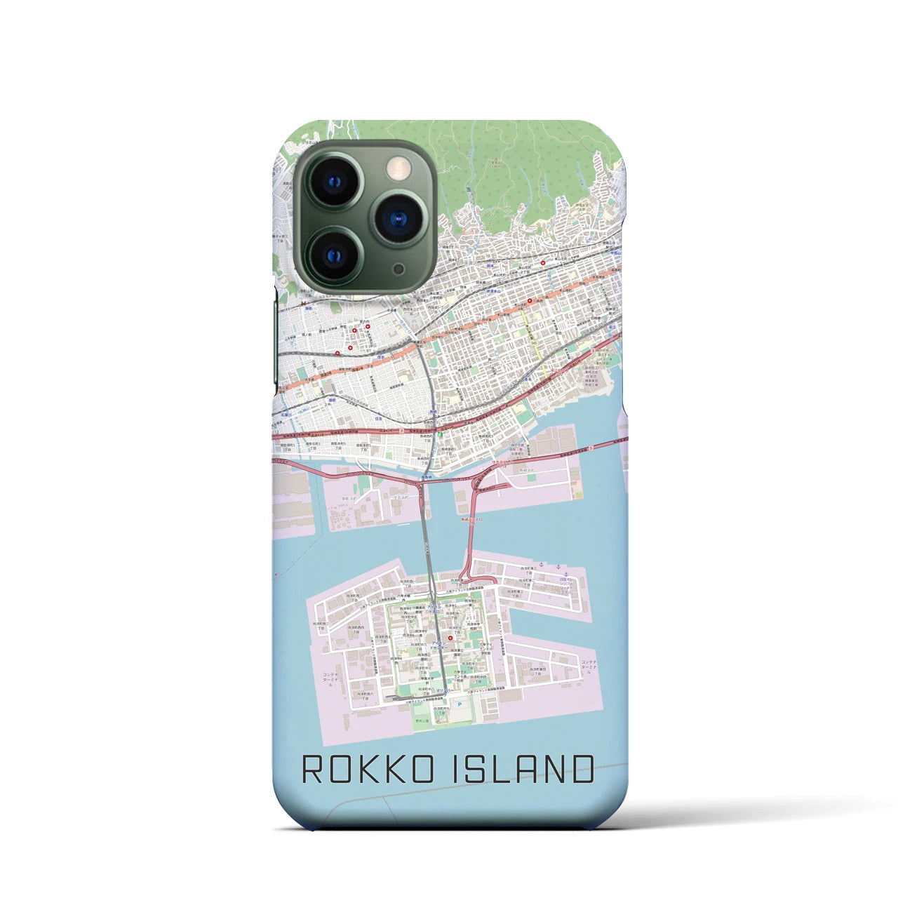 【六甲アイランド】地図柄iPhoneケース（バックカバータイプ・ナチュラル）iPhone 11 Pro 用