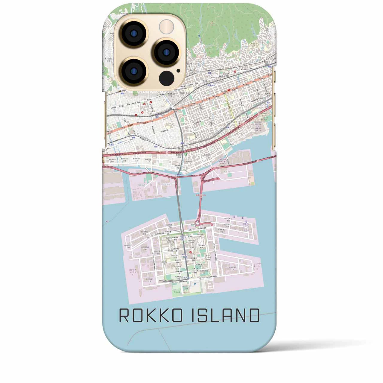 【六甲アイランド】地図柄iPhoneケース（バックカバータイプ・ナチュラル）iPhone 12 Pro Max 用