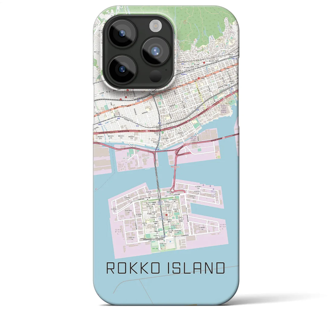 【六甲アイランド】地図柄iPhoneケース（バックカバータイプ・ナチュラル）iPhone 15 Pro Max 用