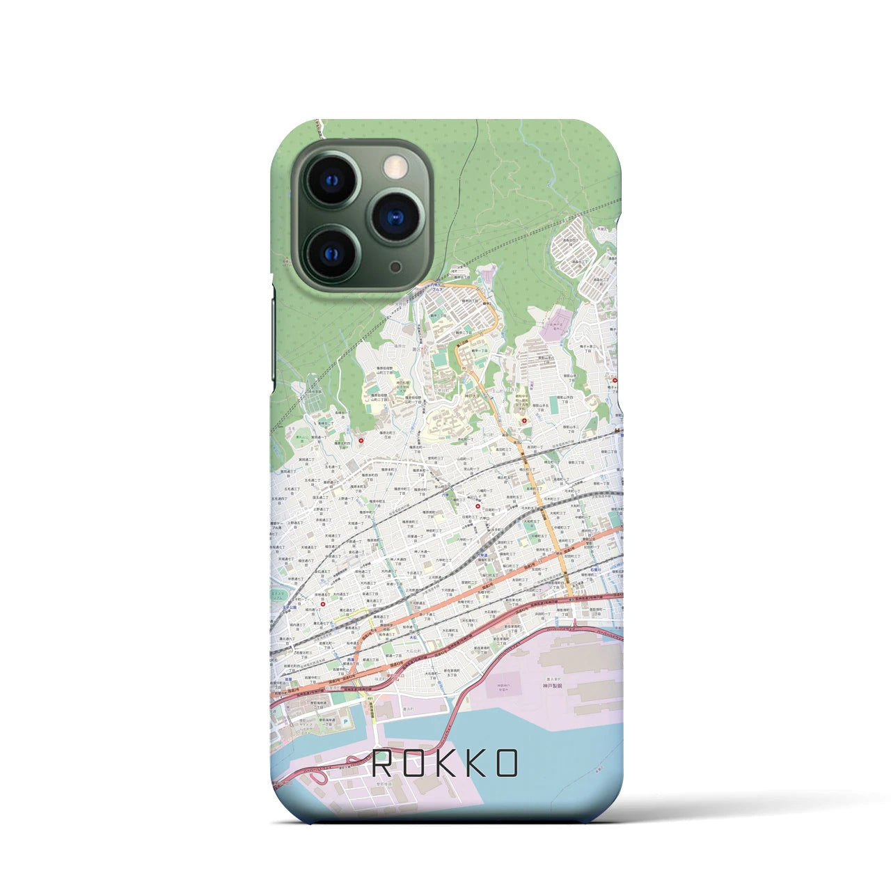 【六甲】地図柄iPhoneケース（バックカバータイプ・ナチュラル）iPhone 11 Pro 用