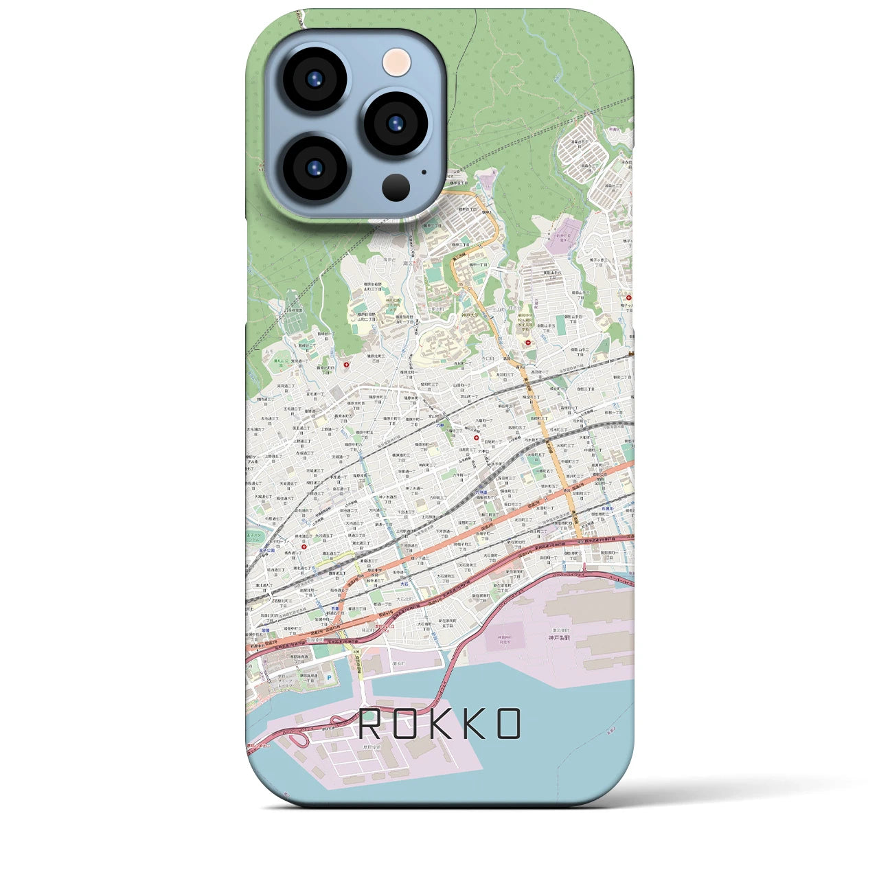 【六甲】地図柄iPhoneケース（バックカバータイプ・ナチュラル）iPhone 13 Pro Max 用