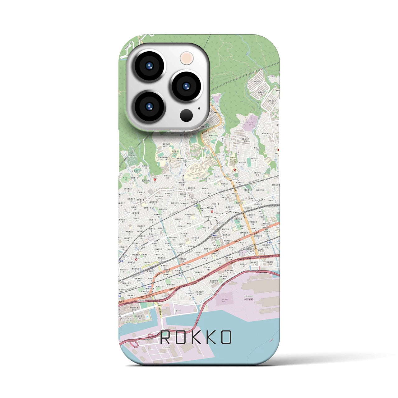【六甲】地図柄iPhoneケース（バックカバータイプ・ナチュラル）iPhone 13 Pro 用