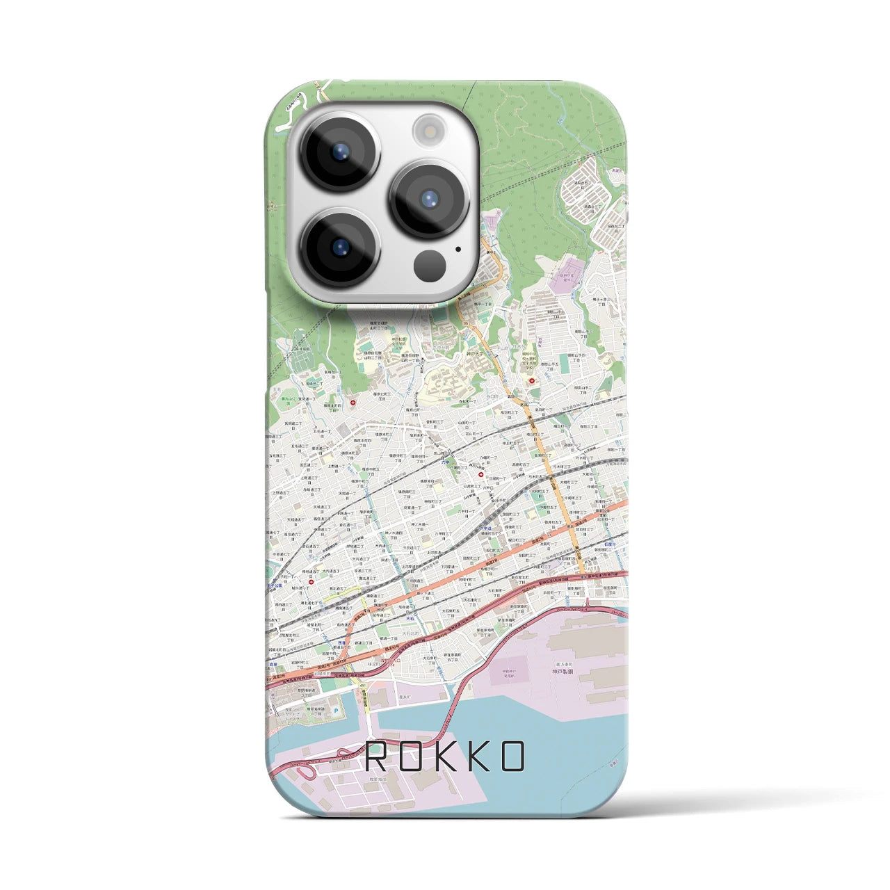 【六甲】地図柄iPhoneケース（バックカバータイプ・ナチュラル）iPhone 14 Pro 用