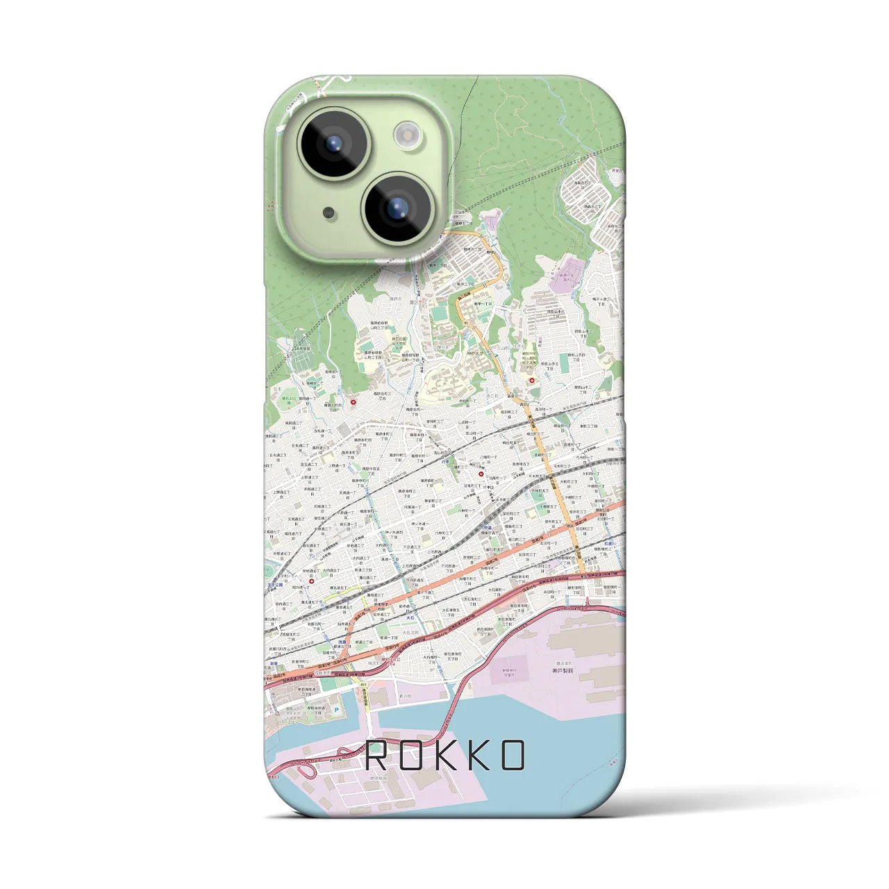 【六甲】地図柄iPhoneケース（バックカバータイプ・ナチュラル）iPhone 15 用