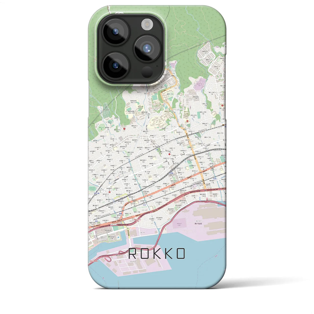 【六甲】地図柄iPhoneケース（バックカバータイプ・ナチュラル）iPhone 15 Pro Max 用