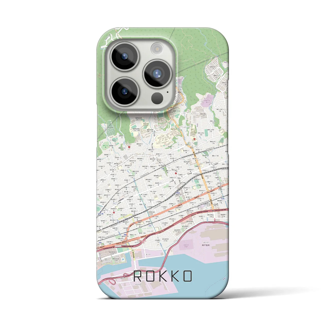 【六甲】地図柄iPhoneケース（バックカバータイプ・ナチュラル）iPhone 15 Pro 用