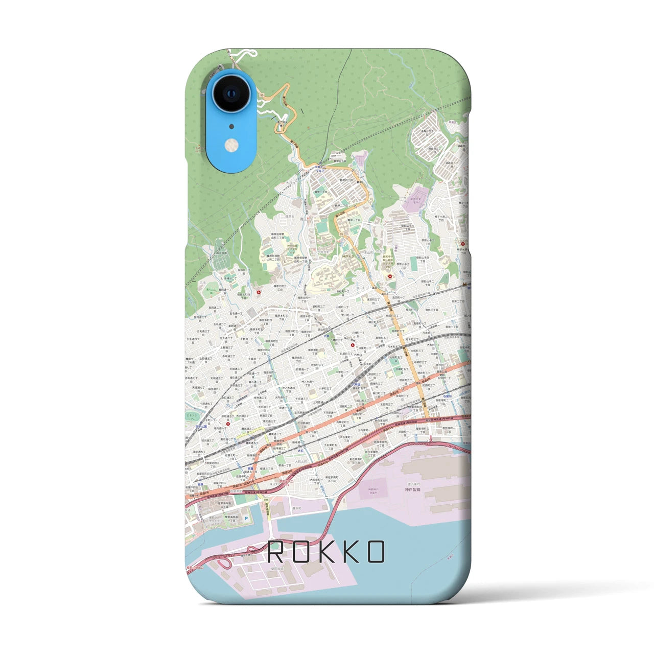 【六甲】地図柄iPhoneケース（バックカバータイプ・ナチュラル）iPhone XR 用