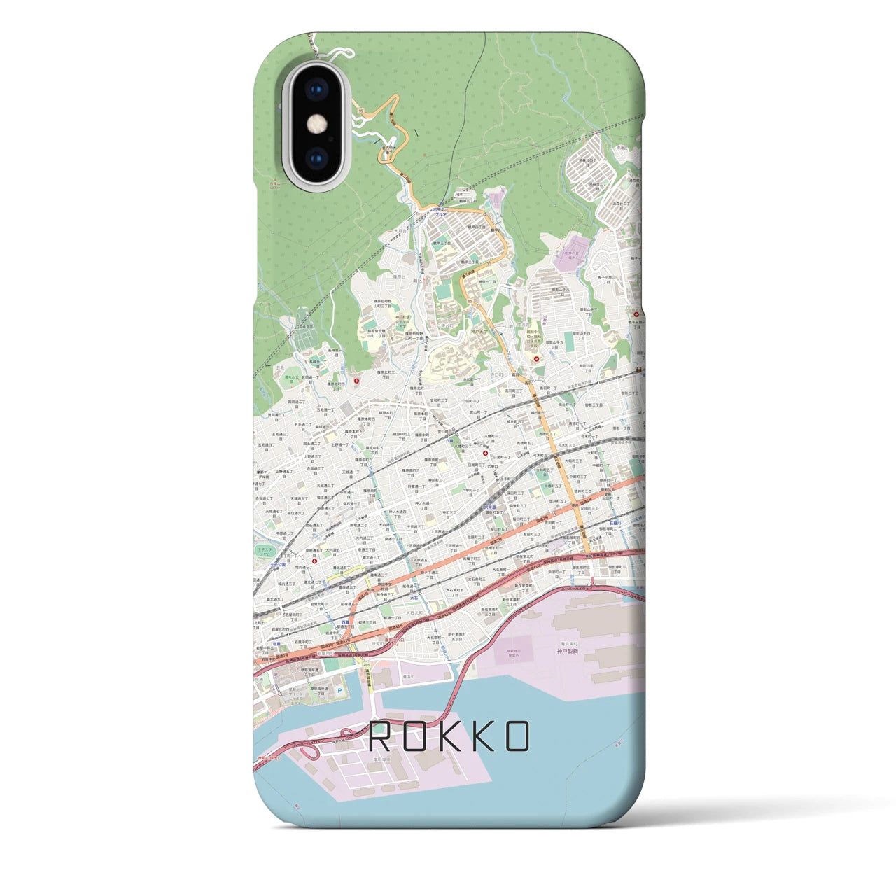 【六甲】地図柄iPhoneケース（バックカバータイプ・ナチュラル）iPhone XS Max 用