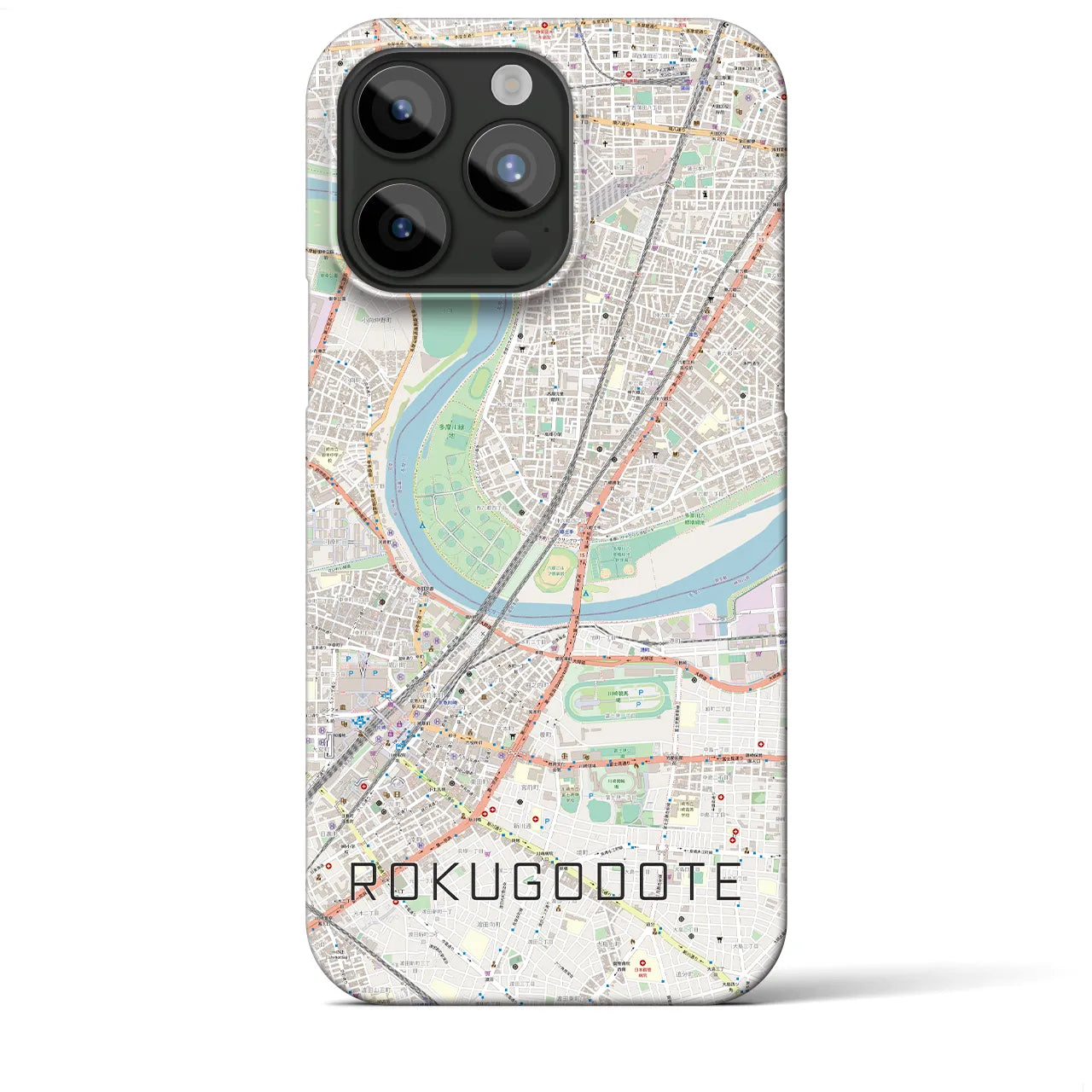 【六郷土手】地図柄iPhoneケース（バックカバータイプ・ナチュラル）iPhone 15 Pro Max 用