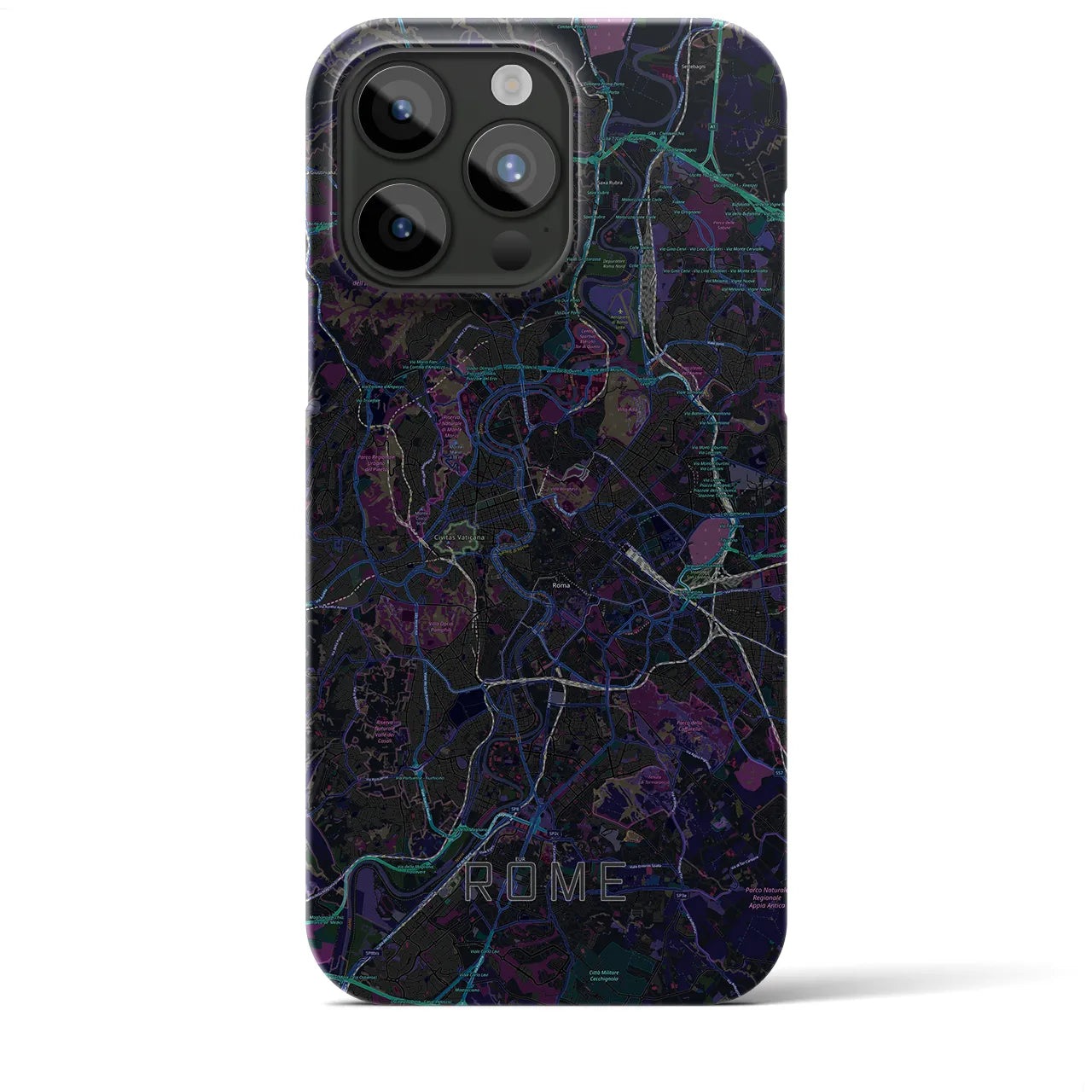 【ローマ】地図柄iPhoneケース（バックカバータイプ・ブラック）iPhone 15 Pro Max 用