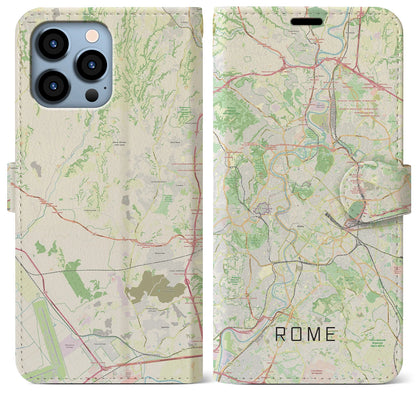 【ローマ（イタリア）】地図柄iPhoneケース（手帳タイプ）ナチュラル・iPhone 13 Pro Max 用