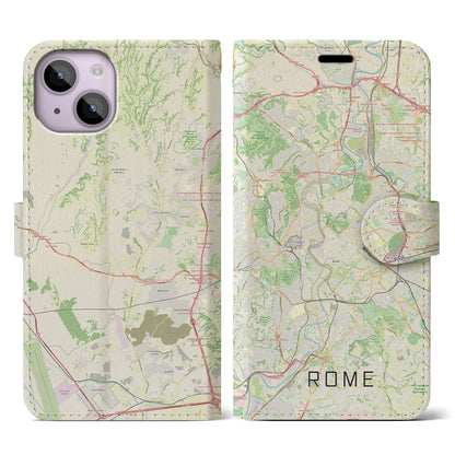 【ローマ（イタリア）】地図柄iPhoneケース（手帳タイプ）ナチュラル・iPhone 14 用