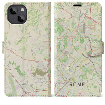 【ローマ（イタリア）】地図柄iPhoneケース（手帳タイプ）ナチュラル・iPhone 14 Plus 用