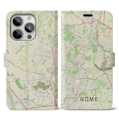 【ローマ（イタリア）】地図柄iPhoneケース（手帳タイプ）ナチュラル・iPhone 15 Pro 用