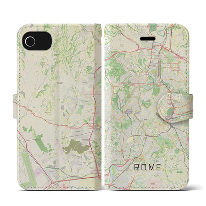 【ローマ（イタリア）】地図柄iPhoneケース（手帳タイプ）ナチュラル・iPhone SE（第3 / 第2世代） / 8 / 7 / 6s / 6 用