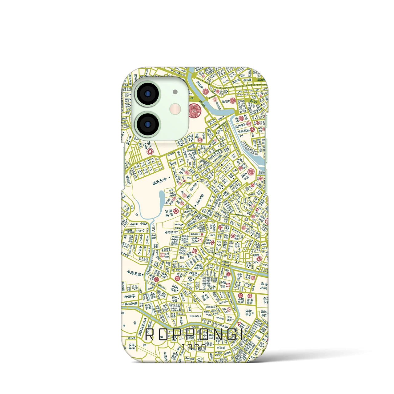 【六本木1860】地図柄iPhoneケース（バックカバータイプ・ナチュラル）iPhone 12 mini 用