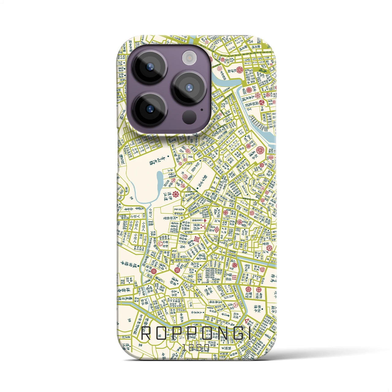 【六本木1860】地図柄iPhoneケース（バックカバータイプ・ナチュラル）iPhone 14 Pro 用