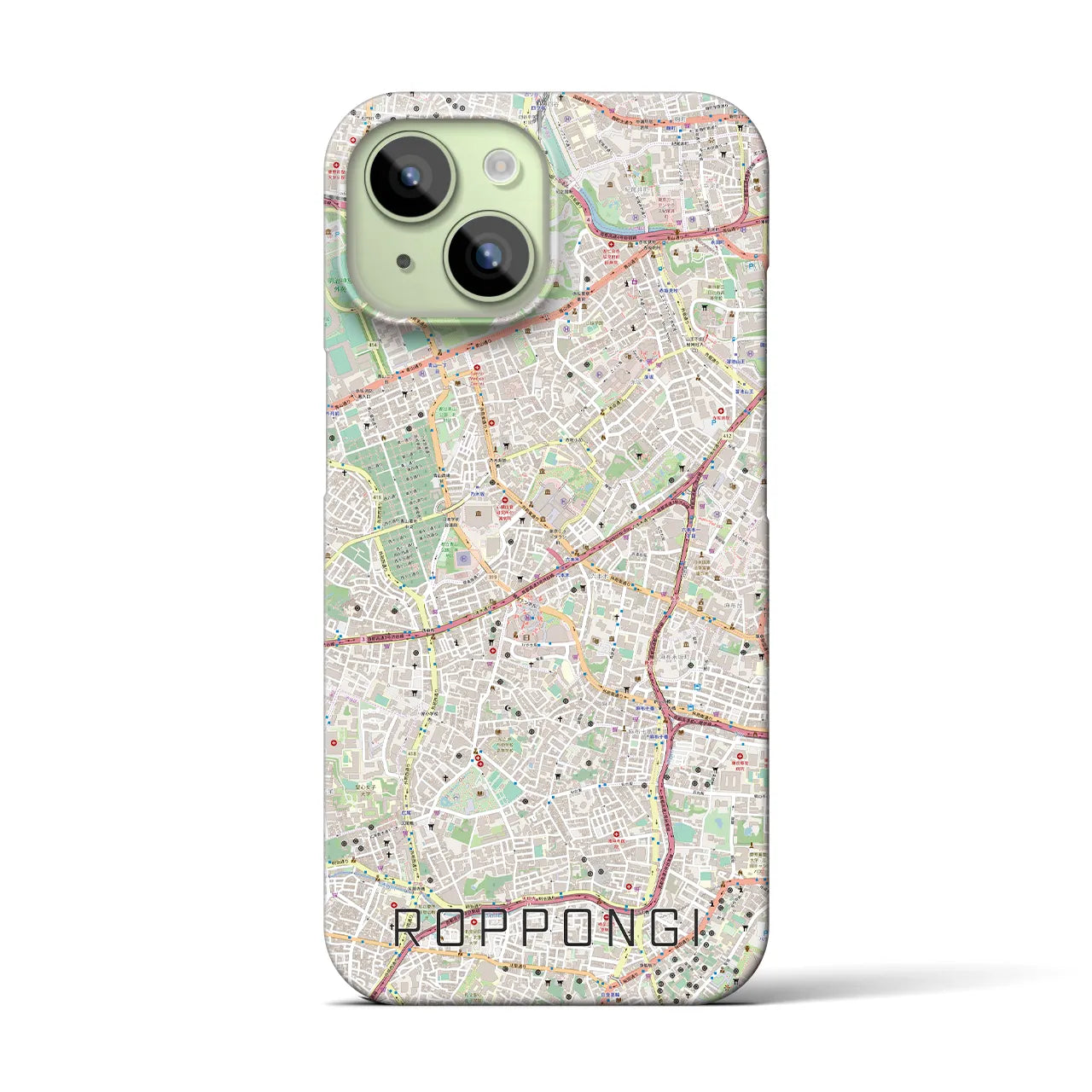 【六本木】地図柄iPhoneケース（バックカバータイプ・ナチュラル）iPhone 15 用